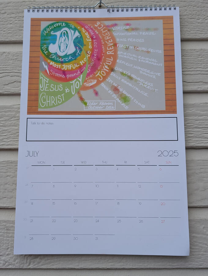 Each sketchnote has been designed to reflect the character of the speaker and/or the mood of the speech. Featured talks include Elder Kearon&#39;s uplifting Conference address on the &quot;Church of Joy&quot; (shown here).